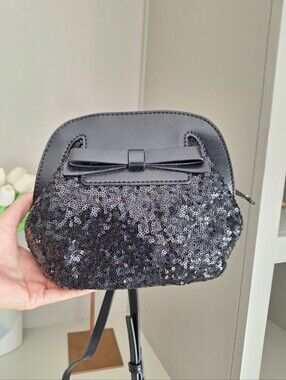 New Kate Spade Riva Road Sequins Small Scotty Black Crossbody Handbag